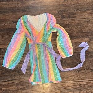 Colorful Striped Sparkle Mini Dress